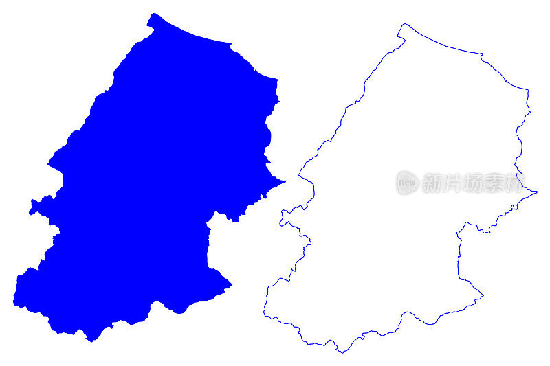 坎波巴索省(意大利、意大利共和国、莫利塞地区)地图矢量图，草稿绘制坎波巴索省地图
