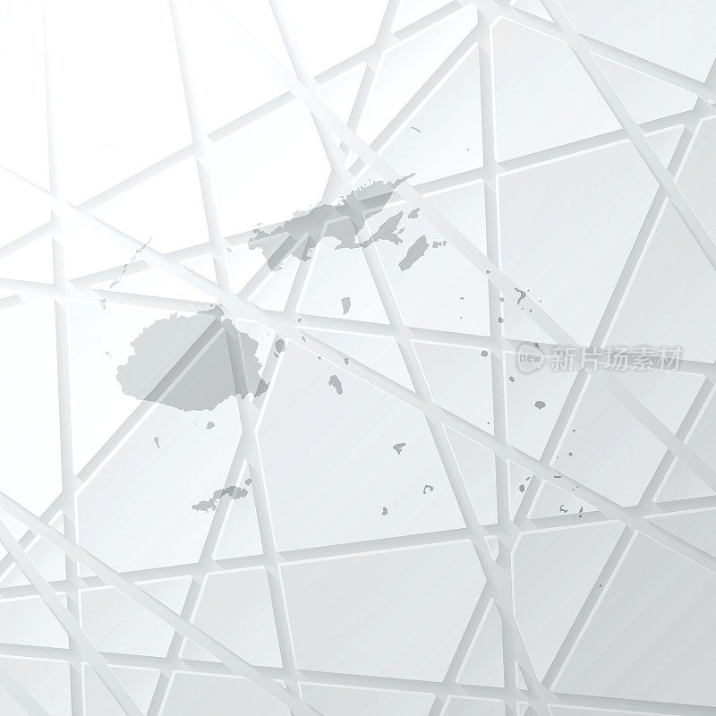斐济地图与网状网络在白色背景