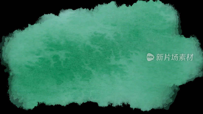 绿色颜料的着色，抽象的动画笔触。透明背景与alpha通道在4k超高清分辨率版本
