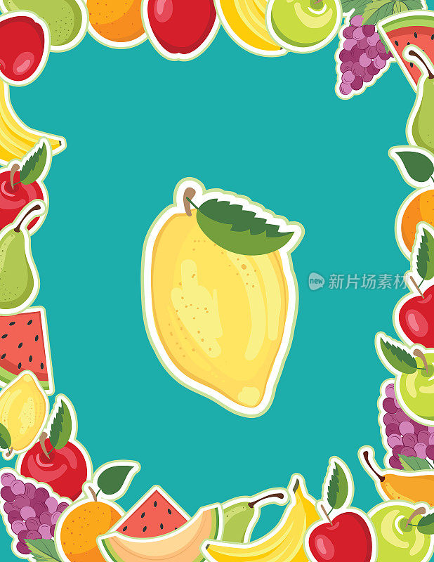 健康水果边框-柠檬