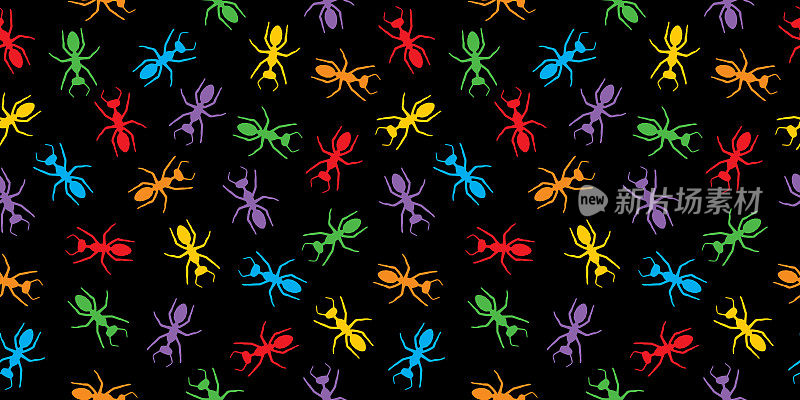 彩色蚂蚁无缝图案