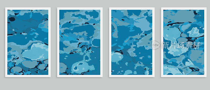 矢量蓝海抽象纸图案设计卡横幅背景
