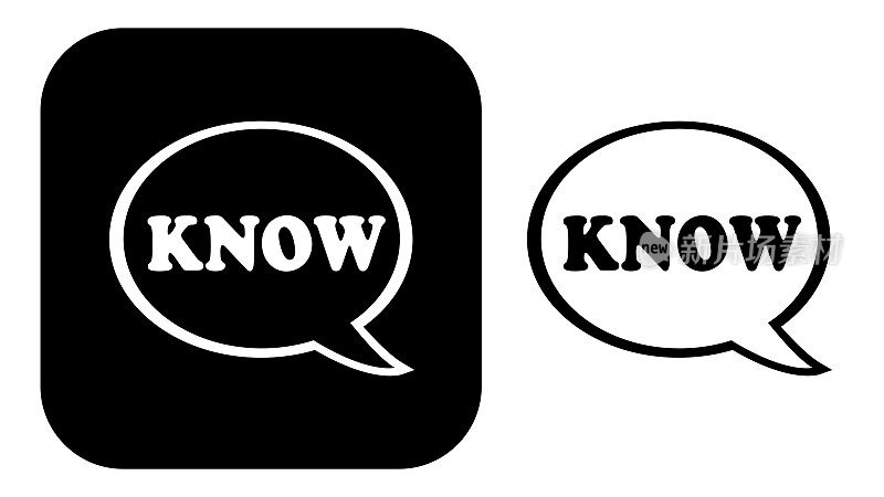 黑色和白色知道气泡图标