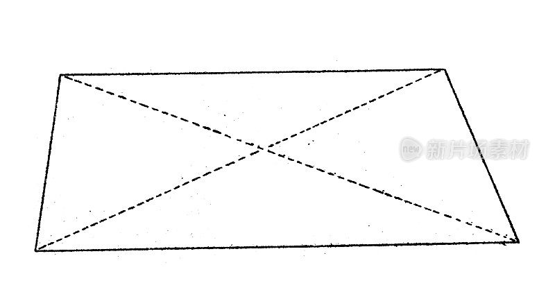 古董插图，数学和几何:四边形，梯形(梯形)