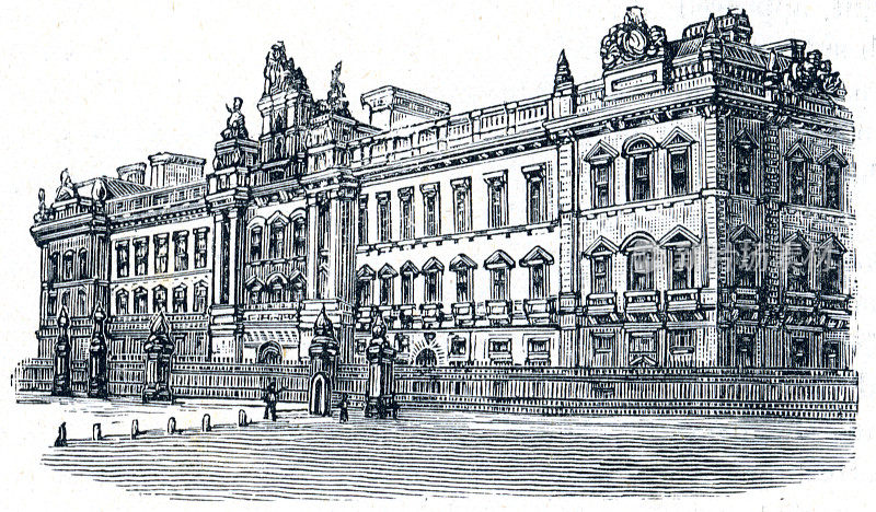 维多利亚女王白金汉宫，19世纪英国伦敦