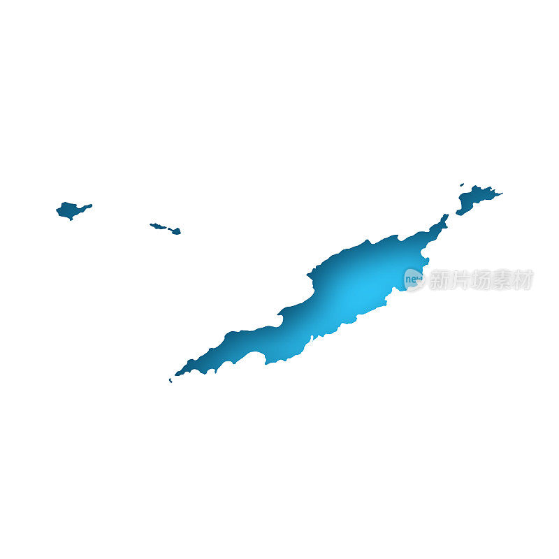 安圭拉地图-白纸剪出蓝色背景