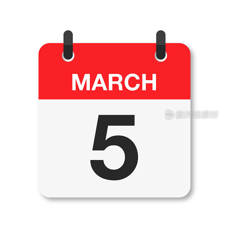 3月5日-每日日历图标-白色背景