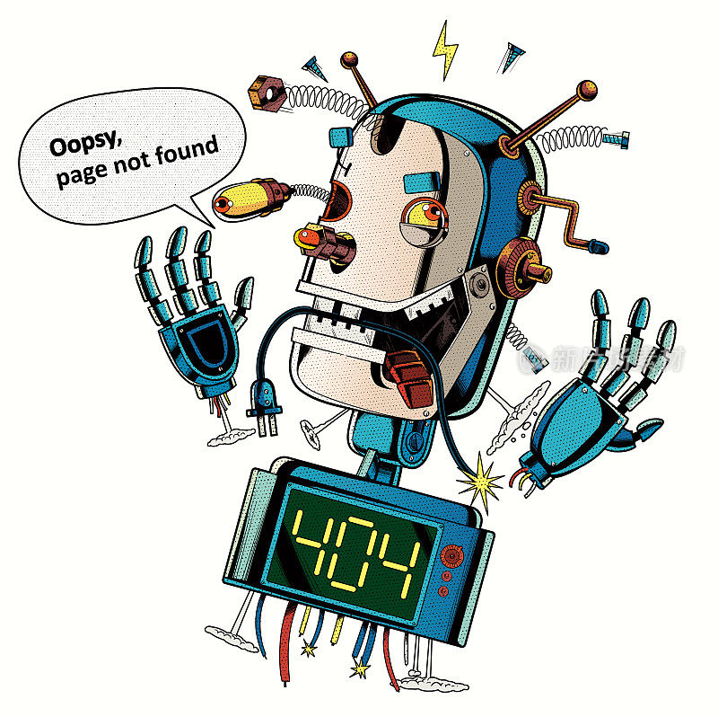 坏掉的机器人错误404页面