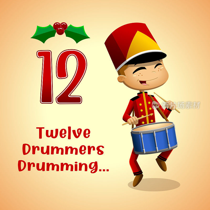 圣诞节的12天-第12天-十二个鼓手打鼓