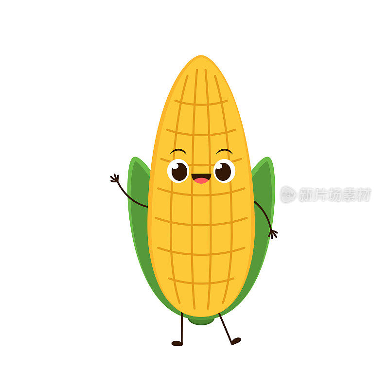 玉米向量。玉米字符设计。白底玉米。玉米粒矢量。