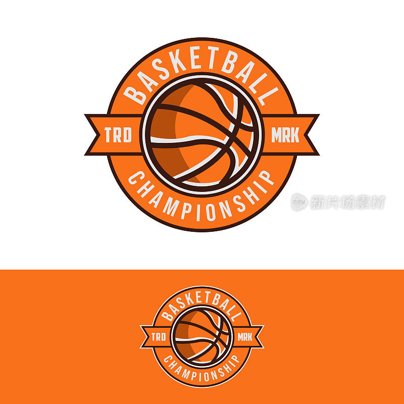 篮球矢量图形模板。运动篮插图徽章徽章补丁标签风格。