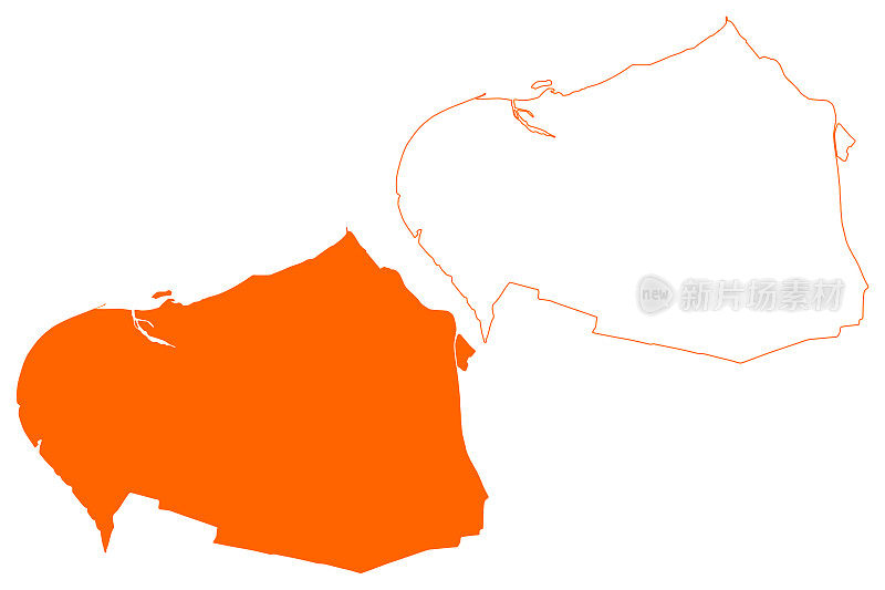 斯汀卑尔根自治区(荷兰王国，荷兰，北布拉班特或北布拉班特省)地图矢量插图，涂鸦素描斯汀卑尔根地图