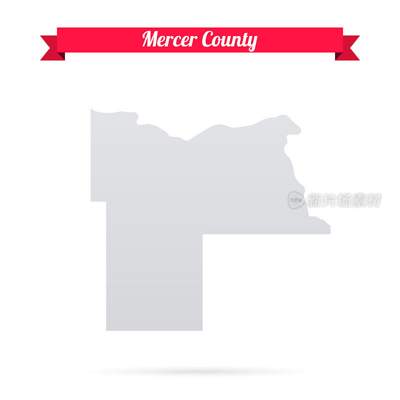 北达科他州的默瑟县。白底红旗地图