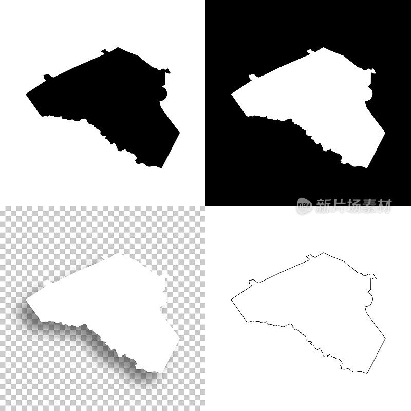 乔治亚州克拉克县。设计地图。空白，白色和黑色背景