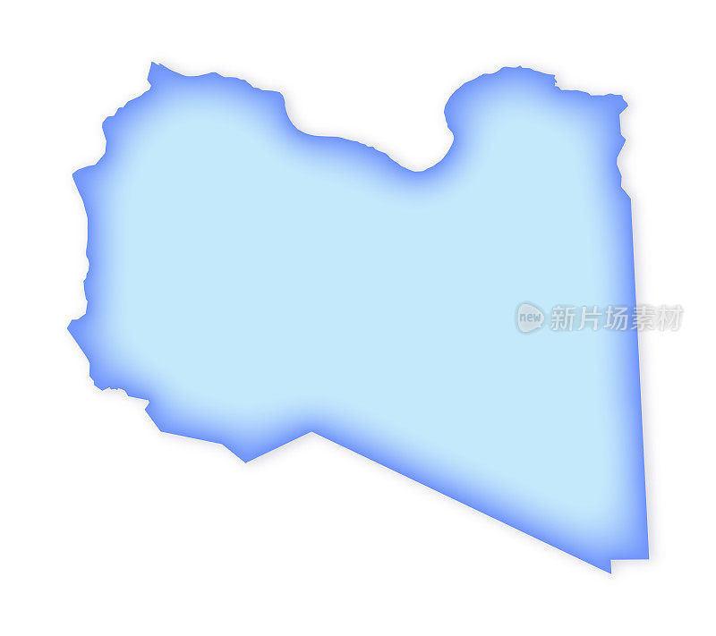 利比亚地图软蓝色矢量地图插图