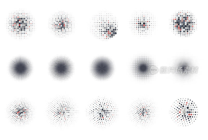 矢量颜色半色调渐变点纹理圆符号元素