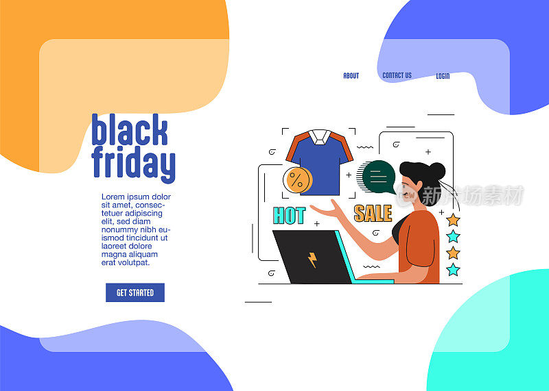 黑色星期五，搜索结果网站模板。现代网站理念。可编辑的彩色设计。时尚美观的设计。