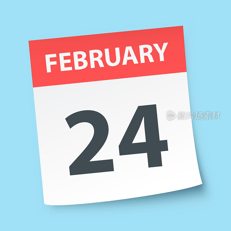 2月24日-蓝色背景的每日日历