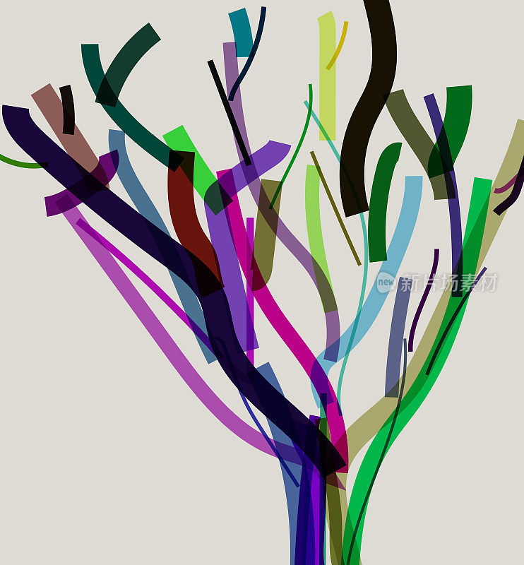 彩色手绘风格树图案插图背景