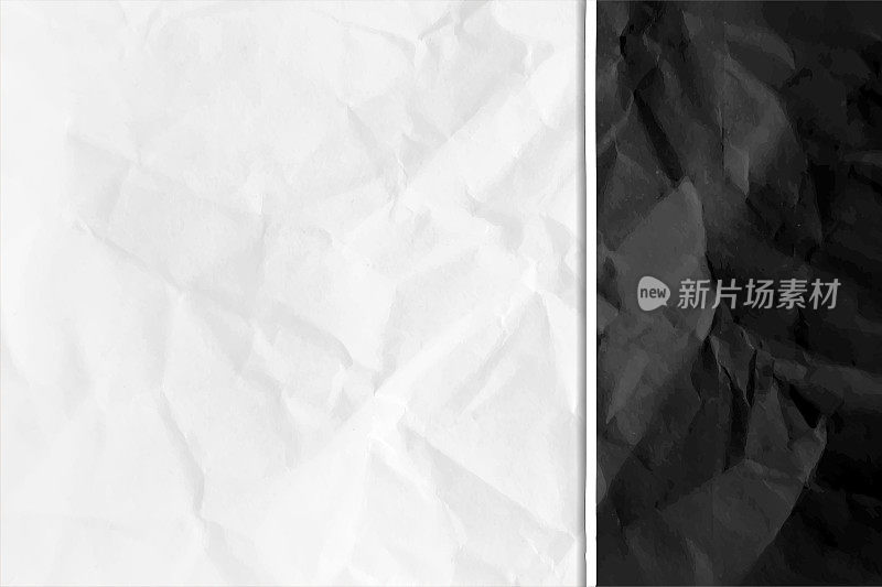 水平空的空白粗糙的纹理皱皱的黑色和白色的彩色分割纸张矢量背景与右边缘纯黑色的彩色边界