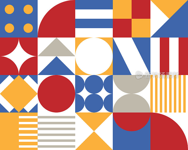 包豪斯风格的抽象背景，由几何形状组成。