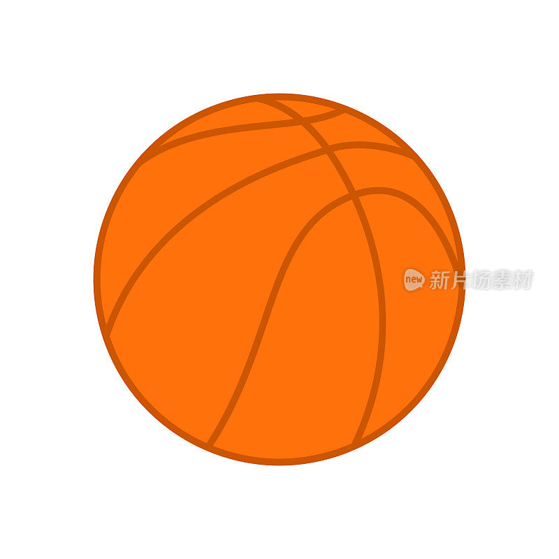 篮球球。橙色的篮球球。向量轮廓。矢量图标孤立在白色背景。平坦的插图。