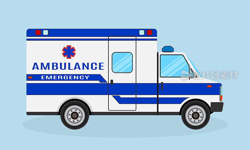 救护车的车。紧急医疗服务车。医院交通。药品运输货车。