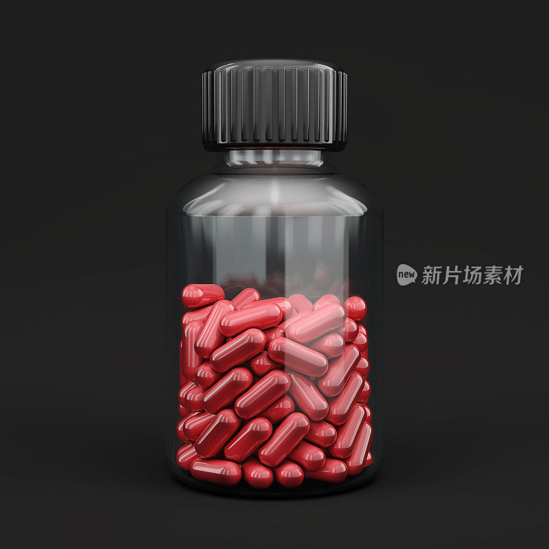 隔离药瓶与药物。三维渲染