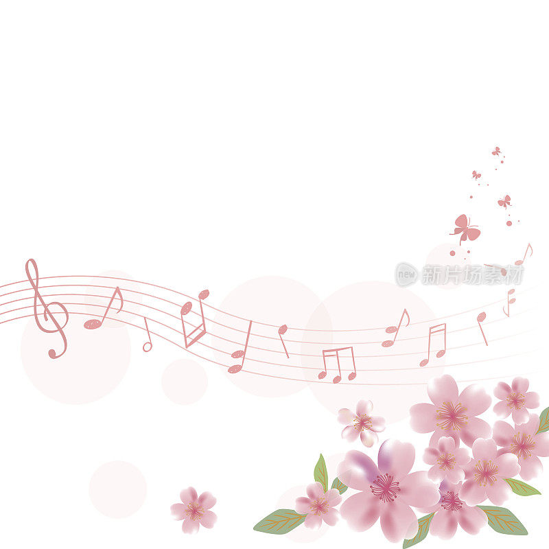 背景插图的花和音乐音符