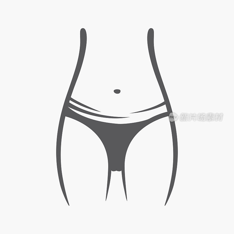 性感身材的女孩。亲密卫生，向量女士姿势设置。可爱的弹性屁股在短裤。绘制图形用于设计，背景