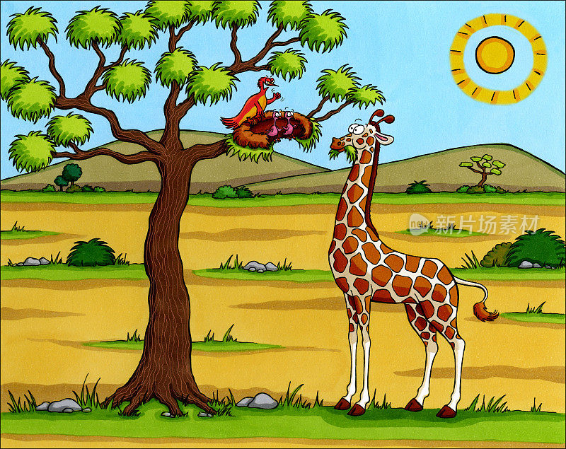 非洲卡通-大草原长颈鹿