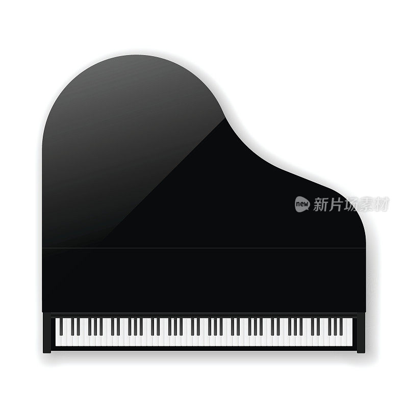 黑色古典三角钢琴。向量