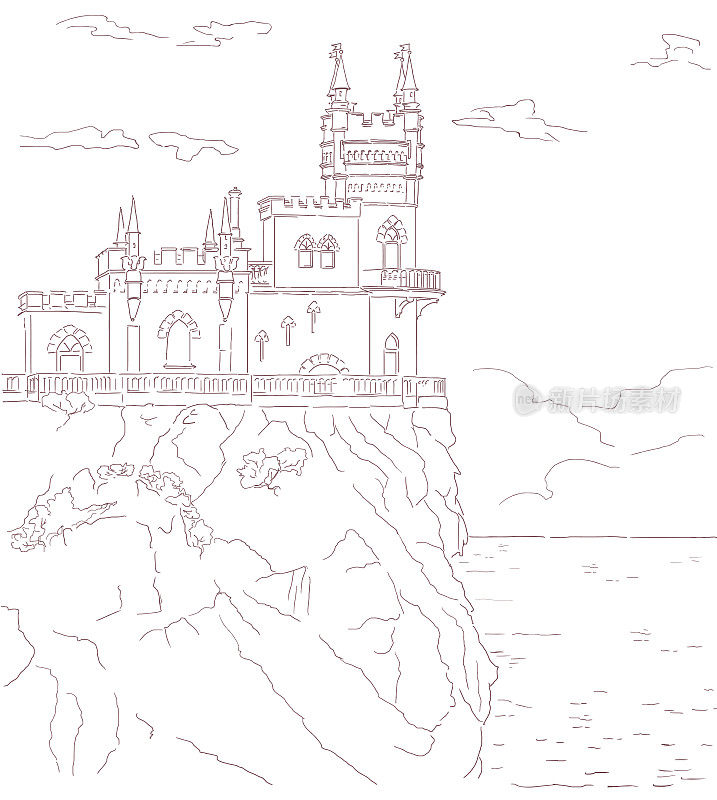 海边悬崖上的复古城堡