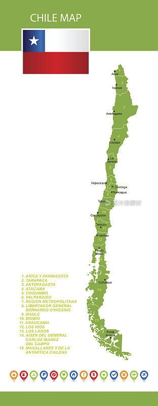 智利绿色地图