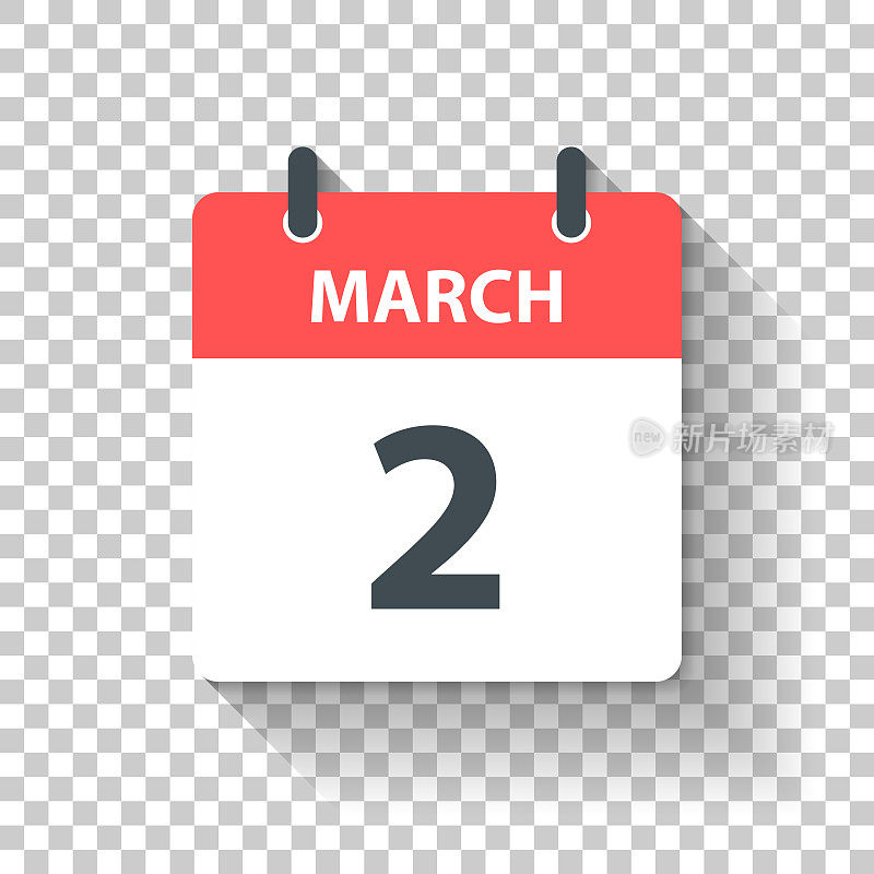 3月2日-日日历图标在平面设计风格