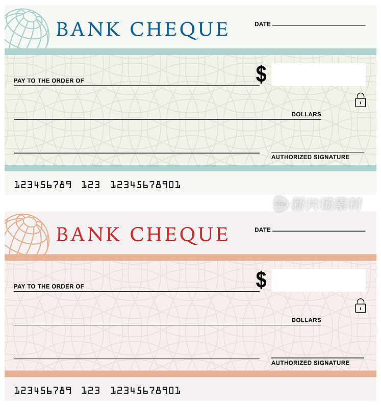 银行支票符号向量
