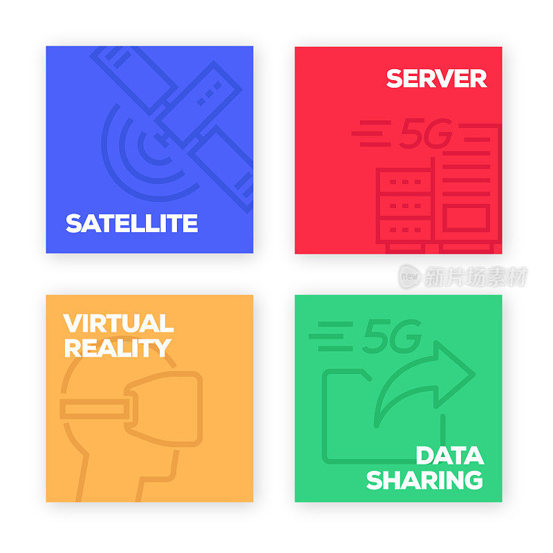 5G技术相关线条风格横幅设计。