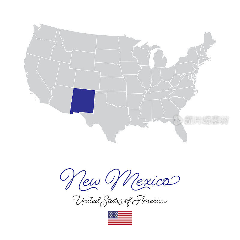 新墨西哥在美国矢量地图插图