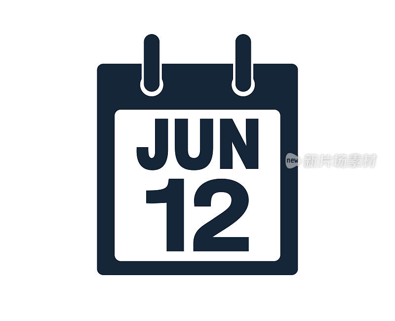 6月12日日历图标股票矢量插图