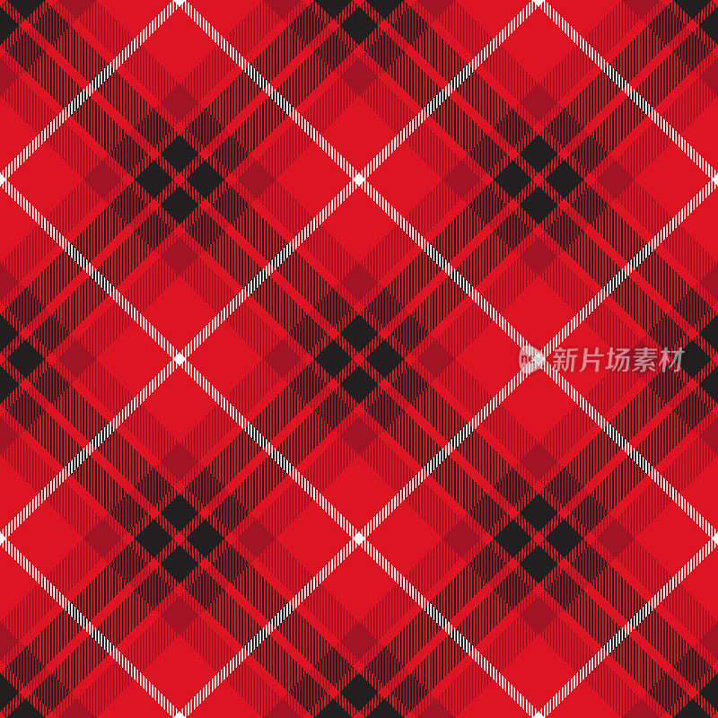 红色苏格兰格子花格菱形织物图案