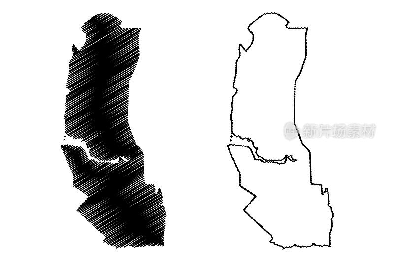 帕尔马斯城(巴西联邦共和国，托坎廷斯州)地图矢量插图，帕尔马斯城地图草稿