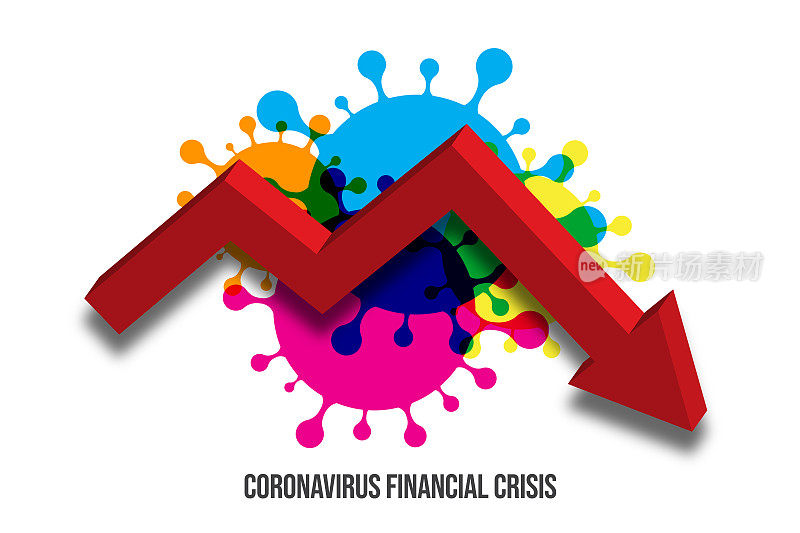 冠状病毒或Covid-19金融危机概念设计库存插图。Covid-19向量模板