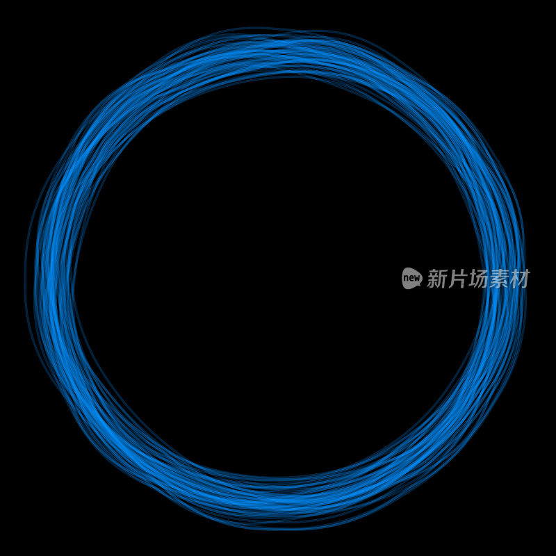 多个发光的蓝色扭曲的圆圈