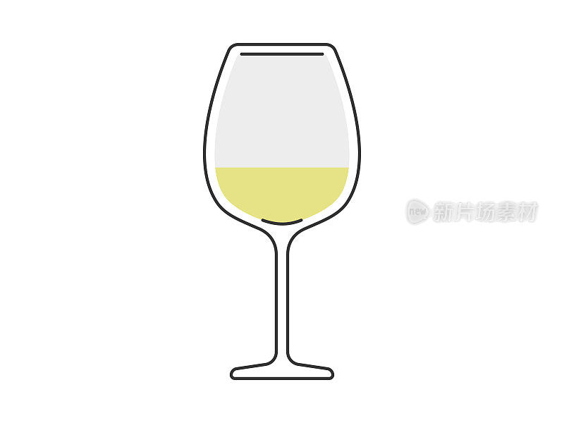 用葡萄酒杯盛白葡萄酒。