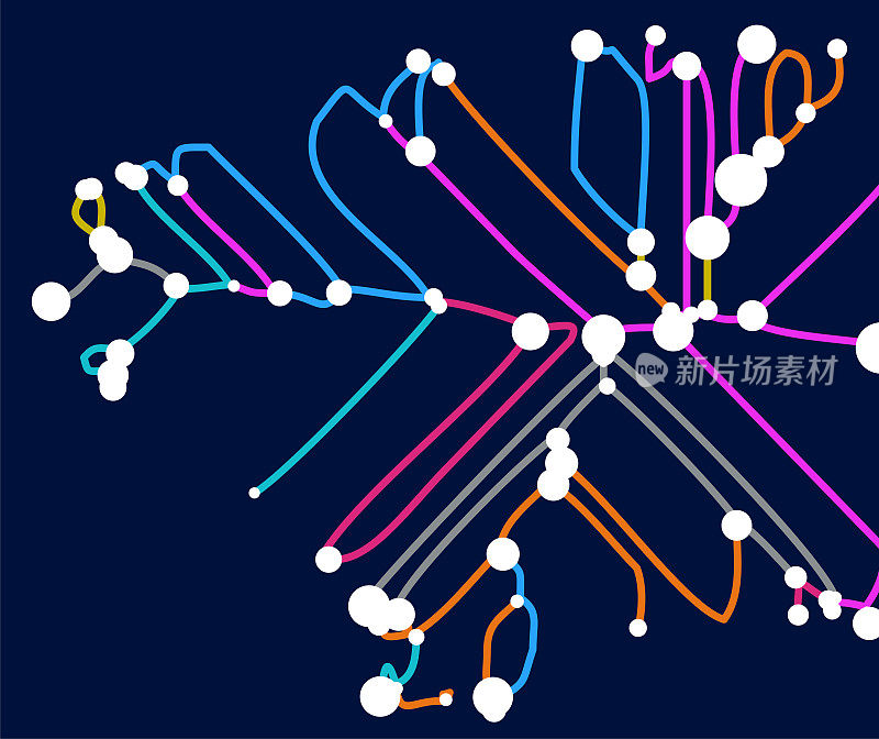 抽象彩色技术线与点数字图案海报背景