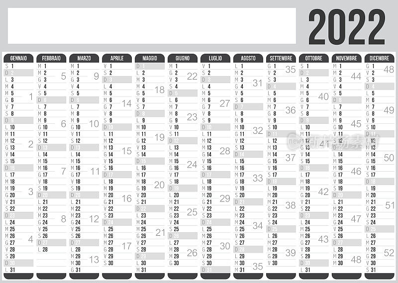 意大利2022年日历