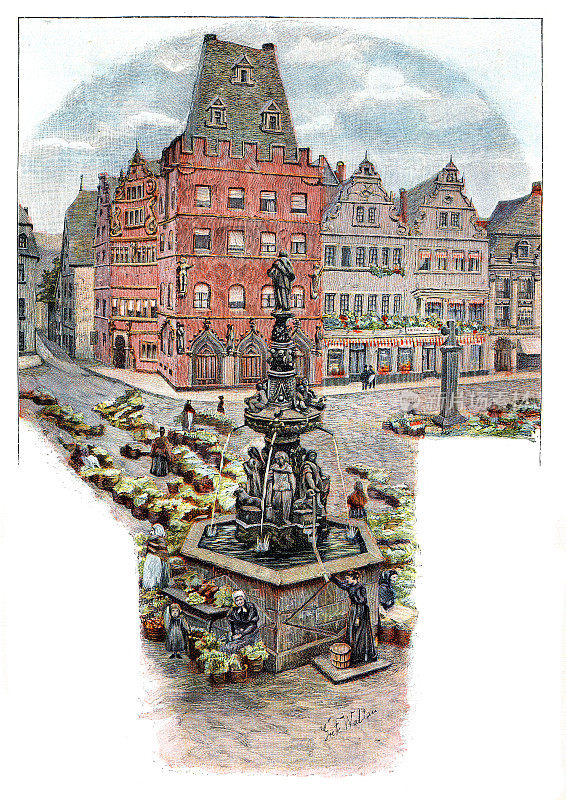 1896年，德国特里尔的城市广场