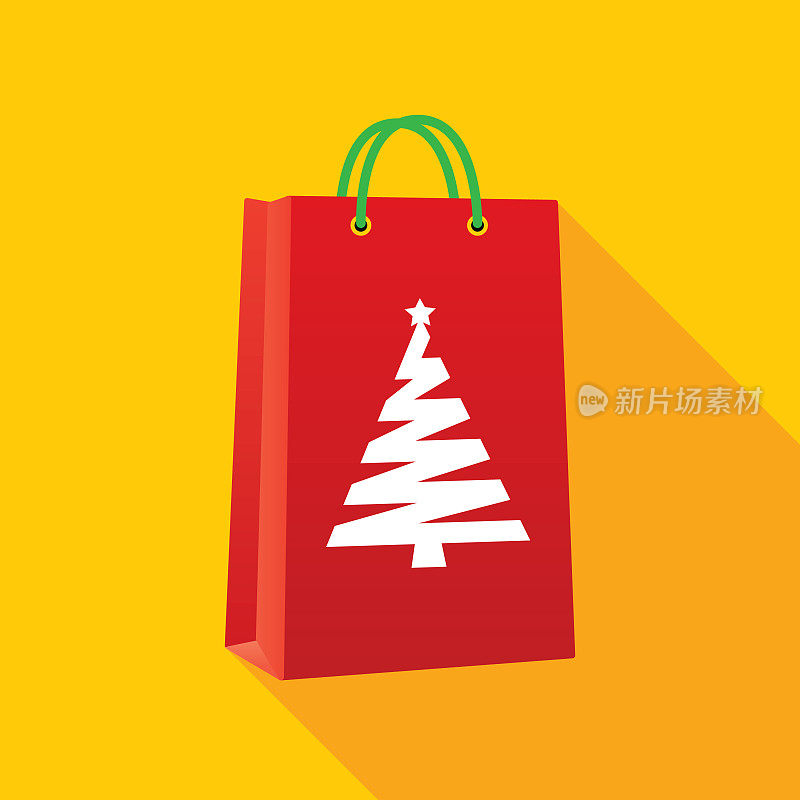 红色圣诞树购物袋