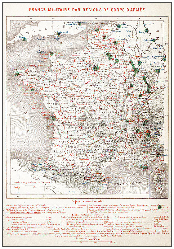 古法国地图的军事法国