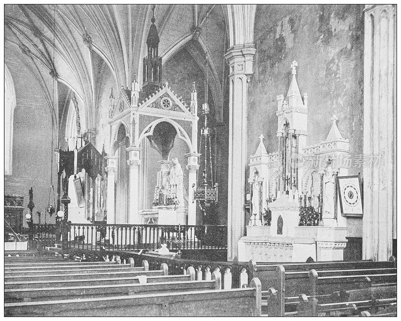 爱尔兰的古董照片:次级祭坛，Tuam大教堂，高威郡